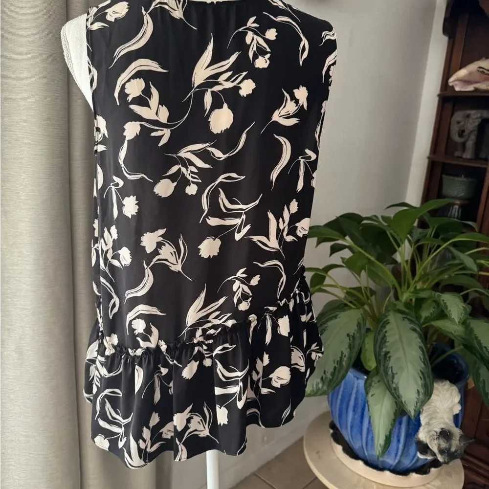 Halogen Black and White Floral Blouse